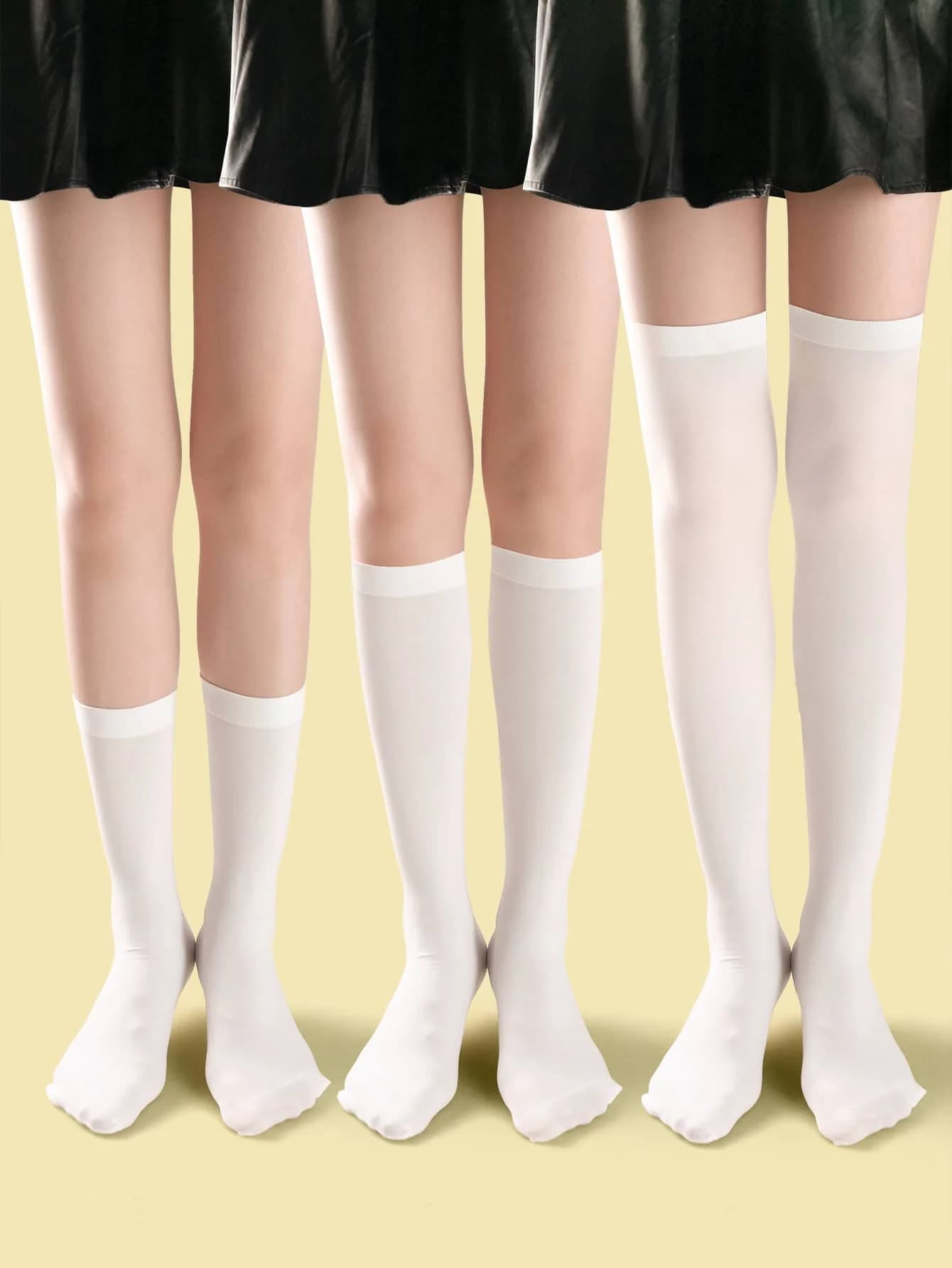 3 paia di calzini trasparenti al ginocchio da donna, calze in rete morbida per uniforme scolastica o abbigliamento casual