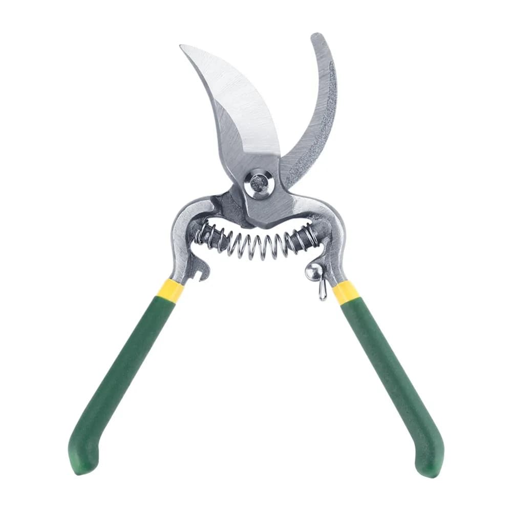 High Carbon Steel Pruning Shears Double-Sided Polished Safety Lock Garden Shears Soft Coated Handle Black and Green