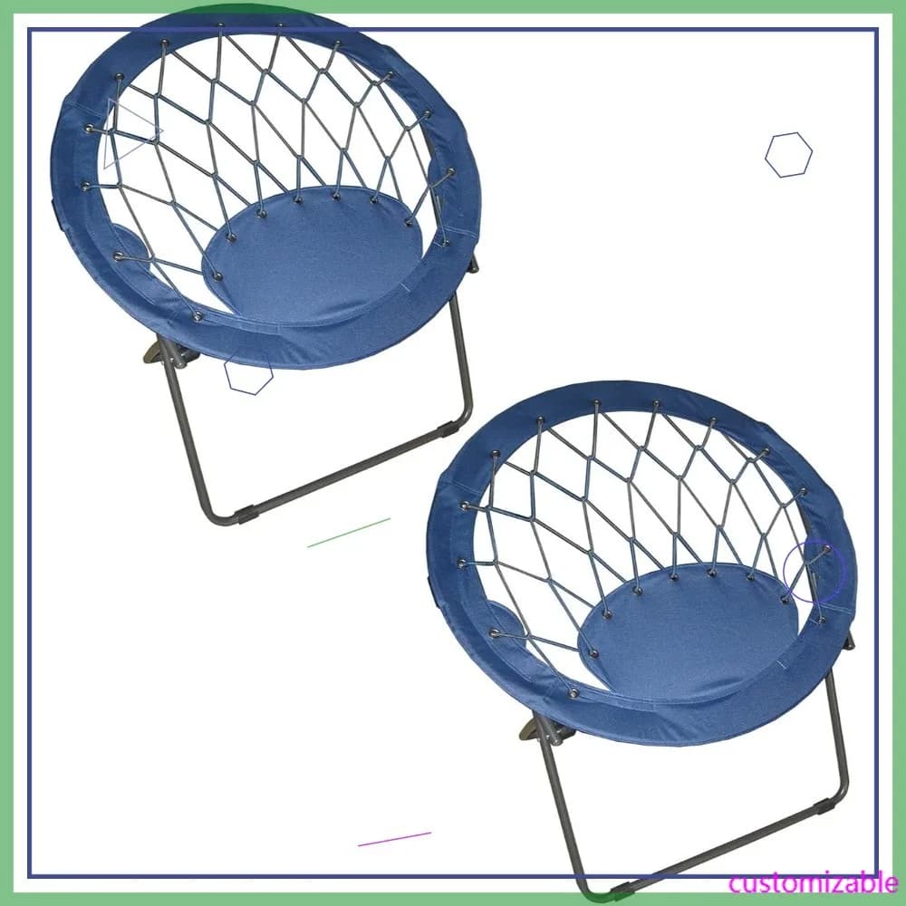 Sedia Pieghevole con Telaio in Acciaio e Cuscino Elastico, Portatile per Dormitorio, Campeggio, Gaming e Studio, Blu (Confezione da 2)