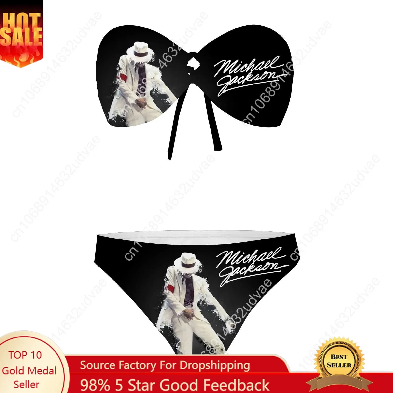 Michael Jackson Strapless Swimwear, Women's Swimwear, Fashionable Swimwear, Sexy Pool Party Bikinis, Customizable Beach Clothing