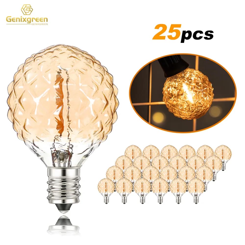 25 pz G40 lampadine Decorative a LED a forma di diamante Vintage E12 220V dimmerabile a bassa potenza 1W lampadine di ricambio per luce stringa
