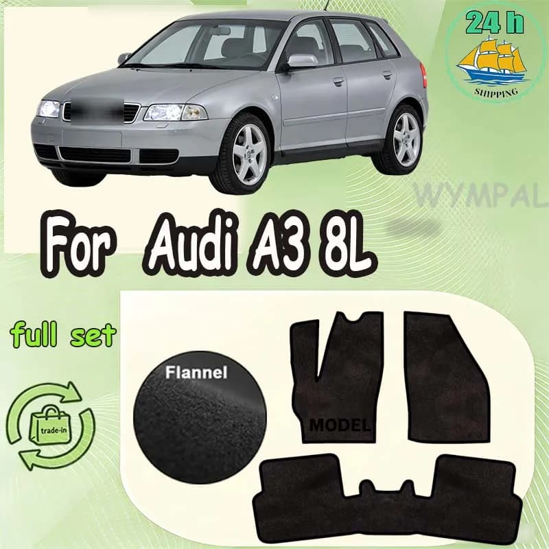 TREADFIT Velour rugs set for Audi A3 8L hatchback (1996-2001) -Black