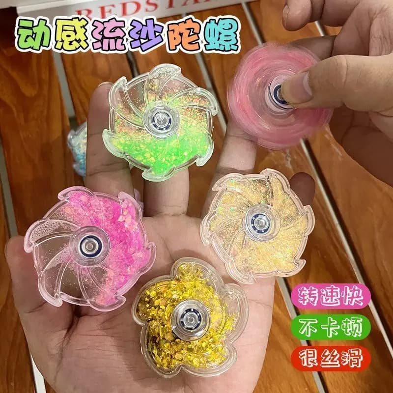 Fidget spinner con sabbia fluida, design cartone animato, regalo divertente per compleanni