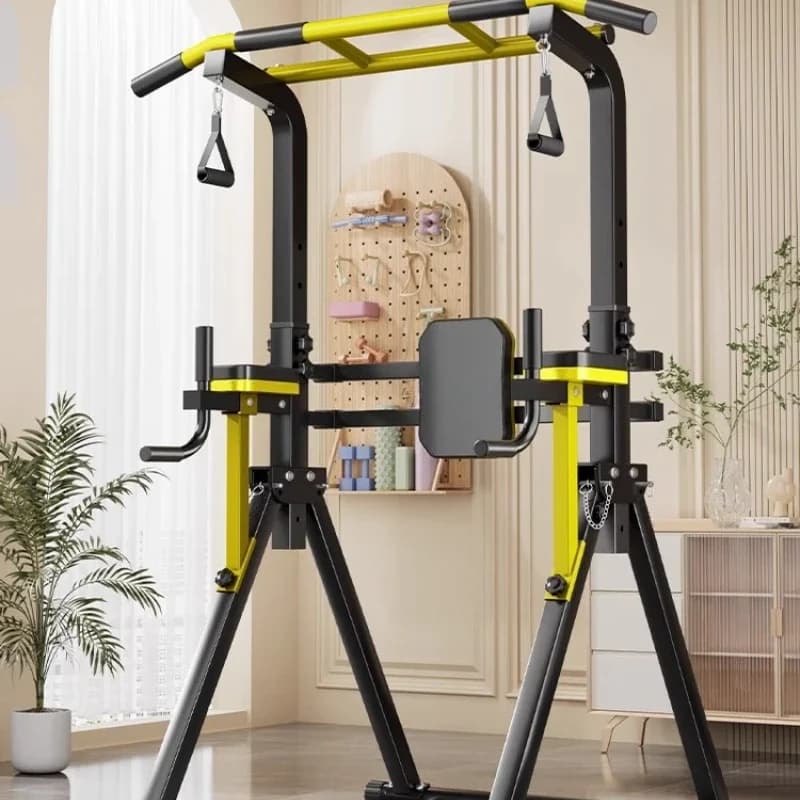 Home interior rack with folding horizontal bar for fitness equipment