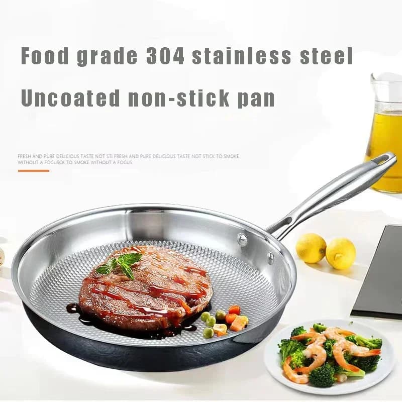304 stainless steel pan 28/30 cm non-stick pan Egg Coating Bistecca Pentola Use gas stove and induction Woks