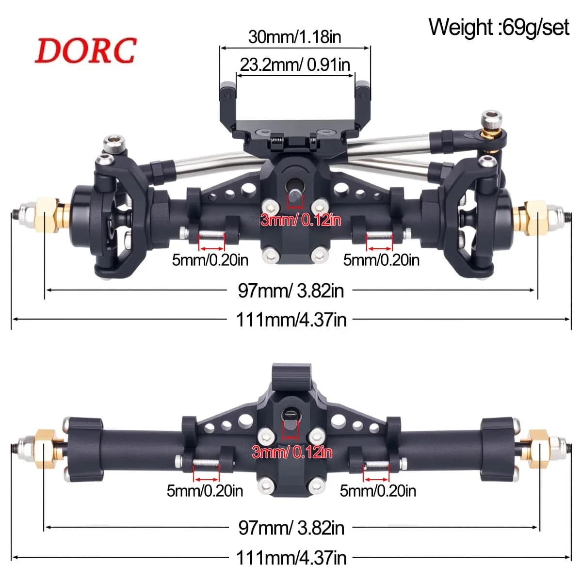 1Set Plastic Axles w/ Servo Mount for SCX24 1/24 – Front Rear Axle Set for Gladiator Bronco C10 Parts