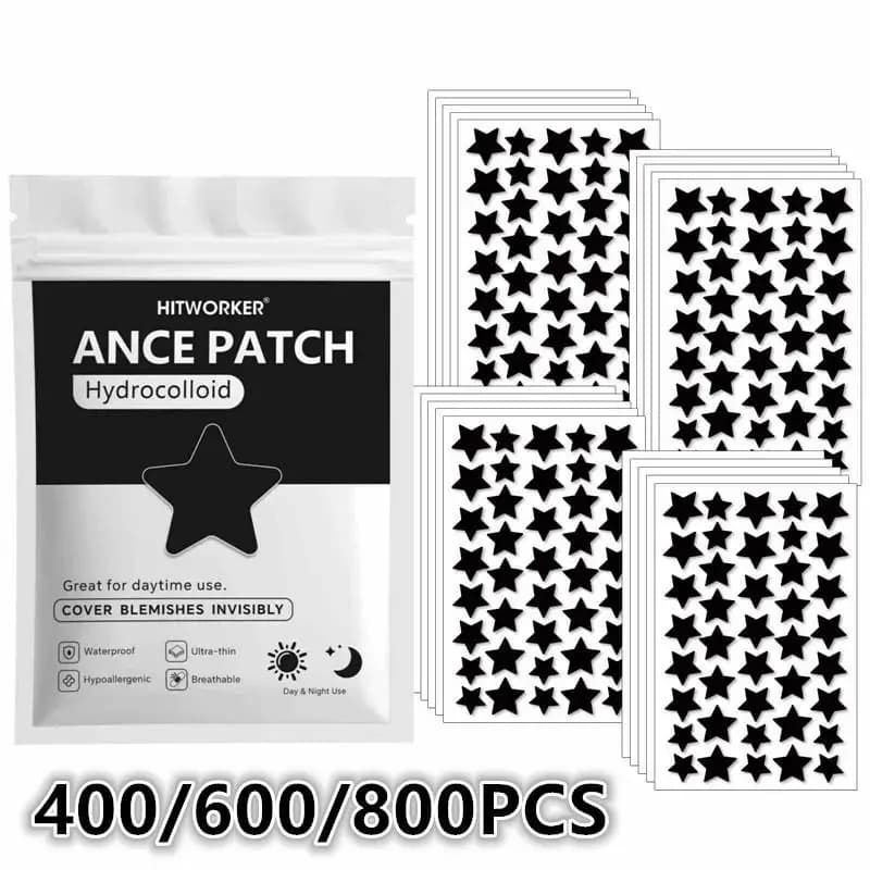 Hoyytu 400/600/800Pcs Patches Hydrocolloid Pimple Patch Black Star Waterproof Shape Spots Pimple Treatment Concealer Patches