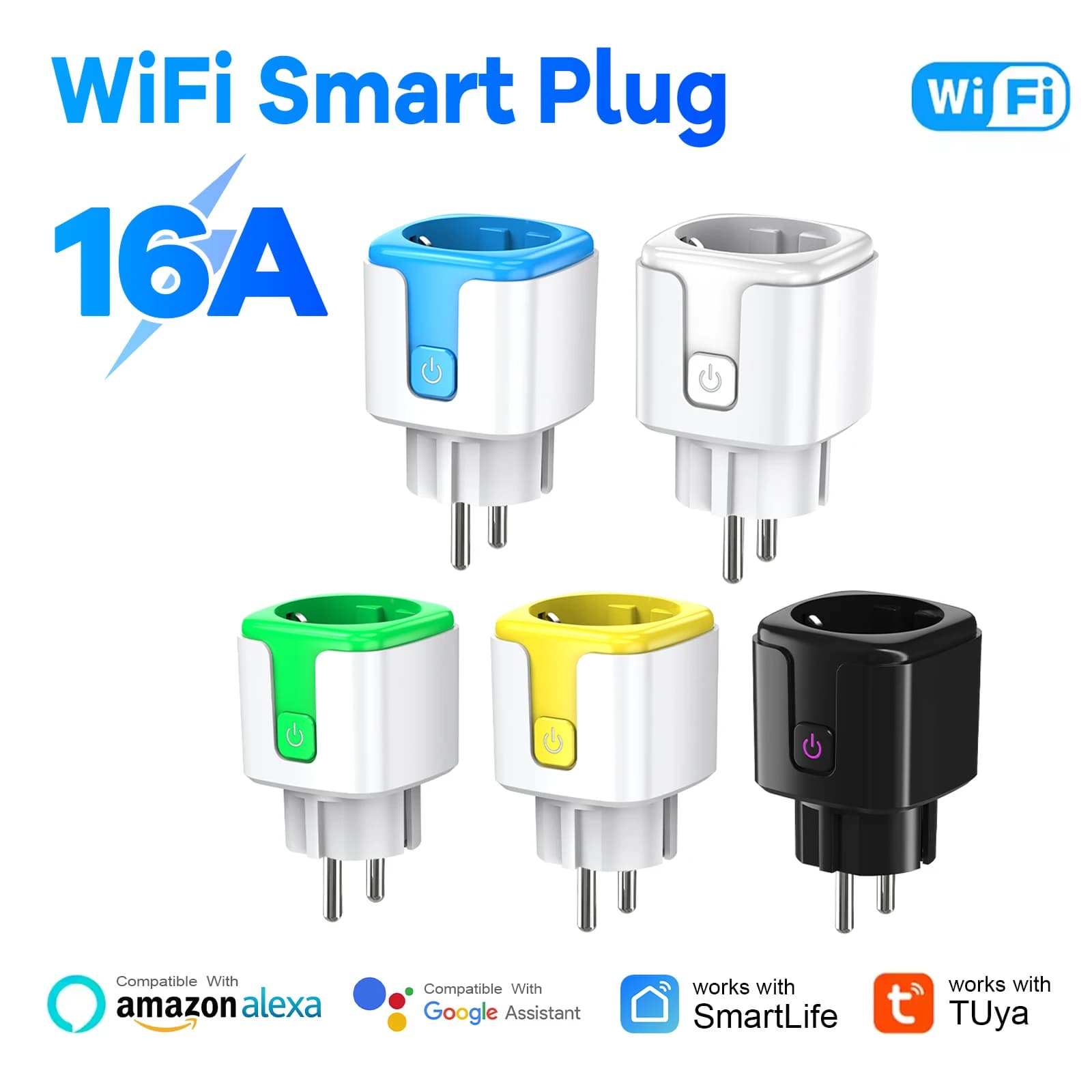 Tuya WiFi Smart Plug 16A EU Bluetooth Energy Monitor Voice control Alexa Google Home Timer Remote electric socket