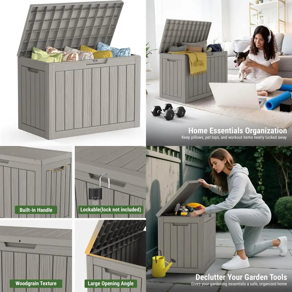 170 Liters Exterior Container, Waterproof Box for Terrace, UV-resistant box for Garden Furnishings and Accessories Pool in Grey Greige