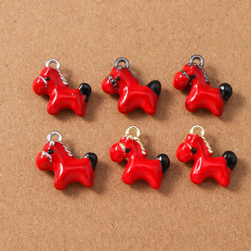 5 Pezzi Ciondoli a Forma di Cavallo Pony in Smalto, Carini, per Creazione Gioielli, Collane, Orecchini, Bracciali, Accessori Fai da Te