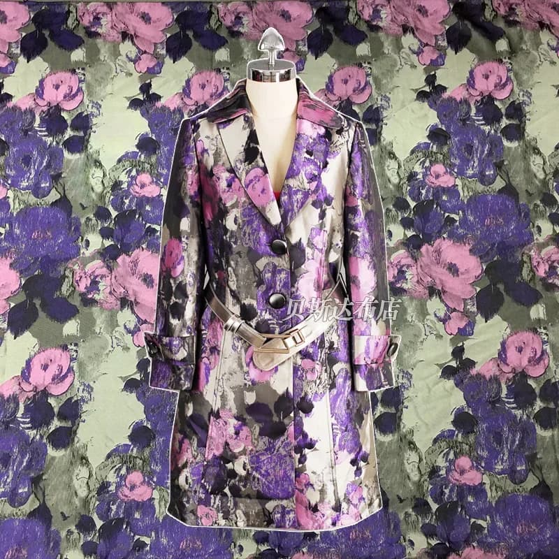 Jacquard Brocade Fabric Spray-painted Peony Pattern Spring Summer High-end Dress Fabrics Brand Fashion Design Wholesale Cloth