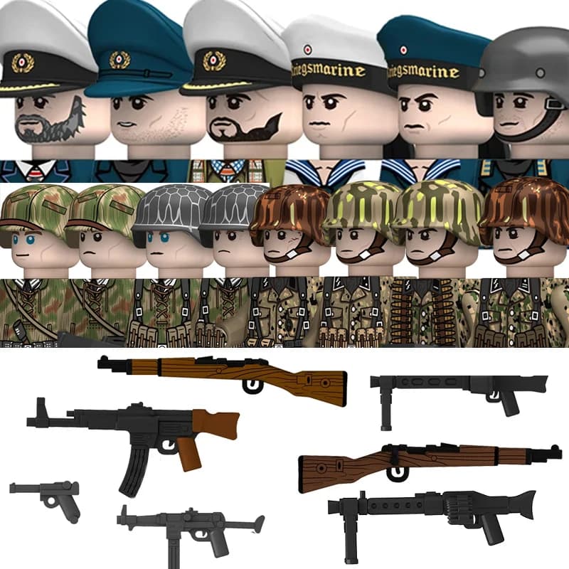 Militare WW2 Marina tedesca Figure Building Blocks Navy Sailor Soldati U-Boat Commander Guerriero Armi Parti Mattoni Giocattoli Per Bambini