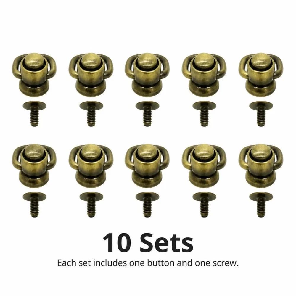 10pcs Fashion Rotatable D Ring Matte Zinc Alloy Stud Screw Kit Antique Rustproof Button Stud Kit Clothing