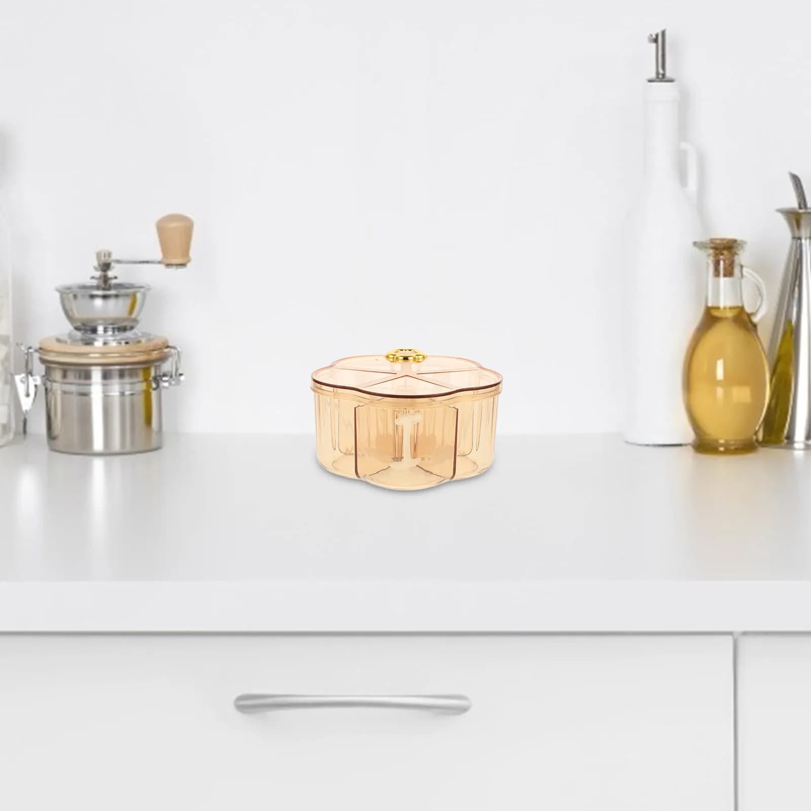 Set di Contenitori per Spezie a 5 Scomparti, Contenitore per Condimenti da Cucina con Coperchio, Conservazione della Freschezza per Erbe, Sali, Spezie, Barattoli per Masala