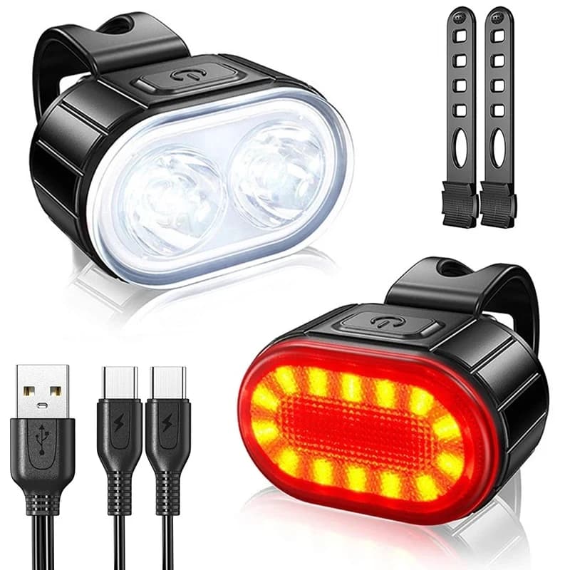 Luci per bici Lampada per bicicletta ricaricabile USB a LED Illuminazione per bicicletta anteriore e posteriore impermeabile Faro Fanale posteriore Luci per ciclismo