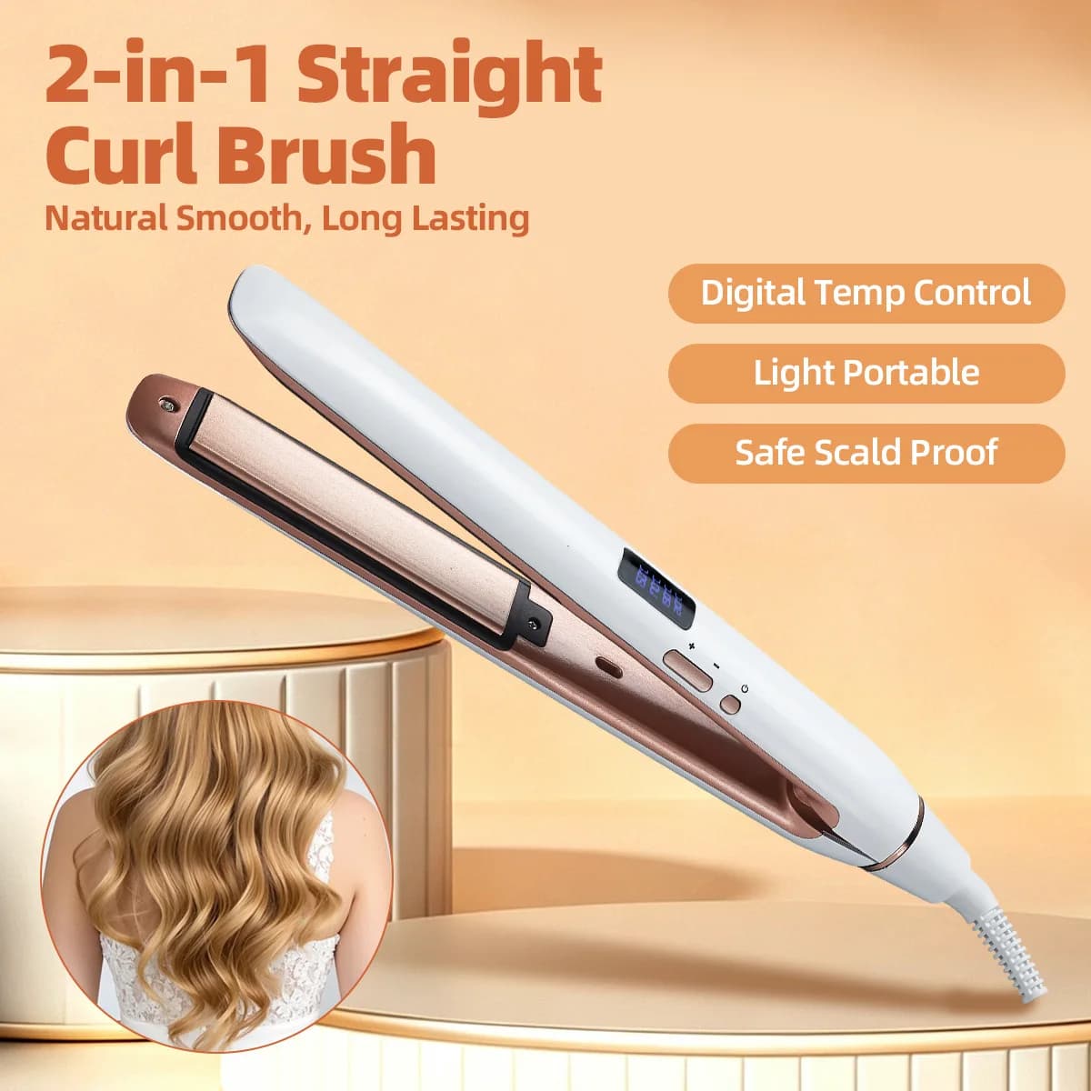 2026 Hot‑Selling 2‑In‑1 Hair Straightener Curler, Electric Flat Iron For Bangs Inner Buckle Curly Hair Home Styling Tool