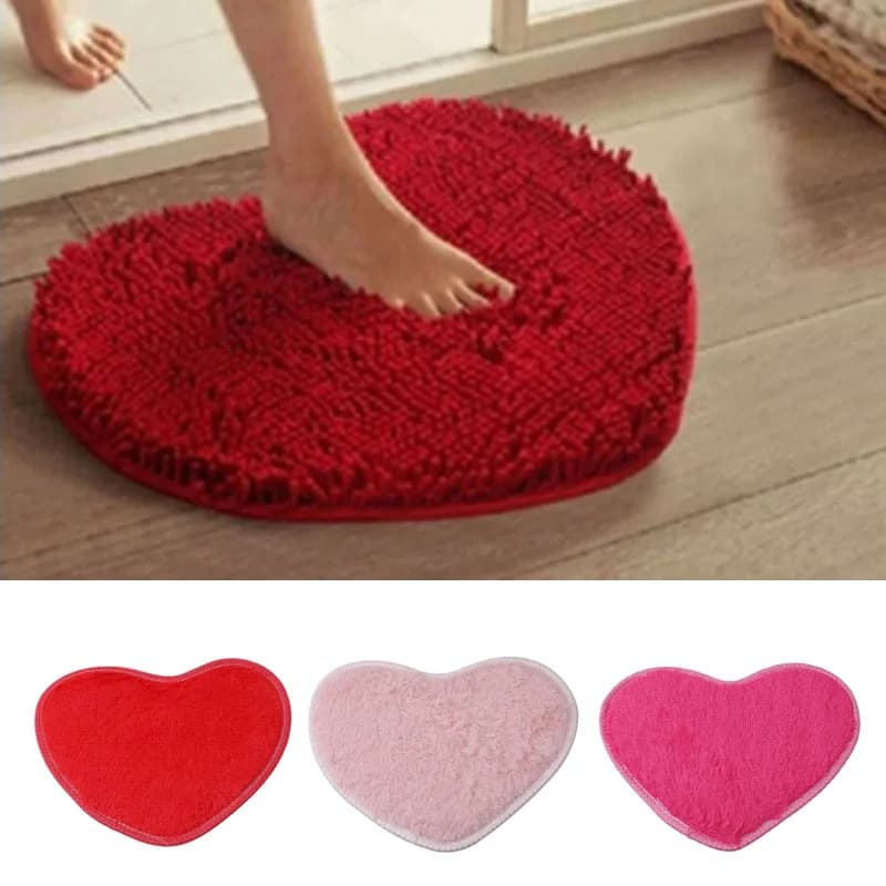 Love Heart Shaped Zerbino Anti-slip mat in soft microfiber for living room bedroom bathroom floor