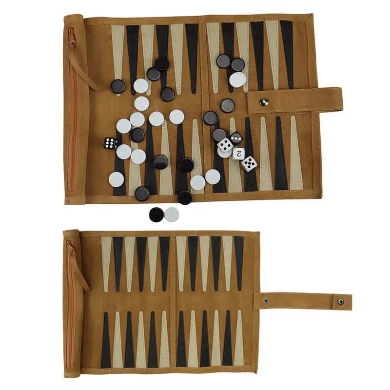 Set di giochi per Backgammon Set di giochi per Backgammon di strategia di viaggio portatile Set di giochi per Backgammon di piccole dimensioni Set di giochi per Backgammon di strategia divertente