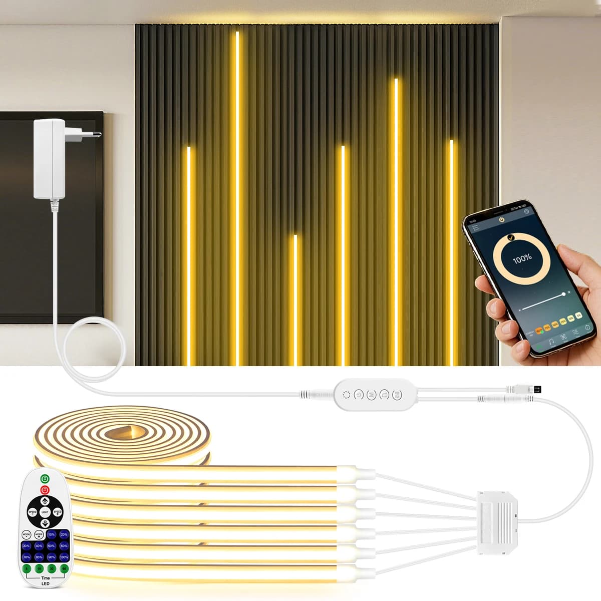 Telecomando RF per Luci LED Neon Dimmerabili, Striscia COB per Armadi, Cucina, Dispensa, Vetrina, Camera da Letto, Illuminazione Posteriore 24V