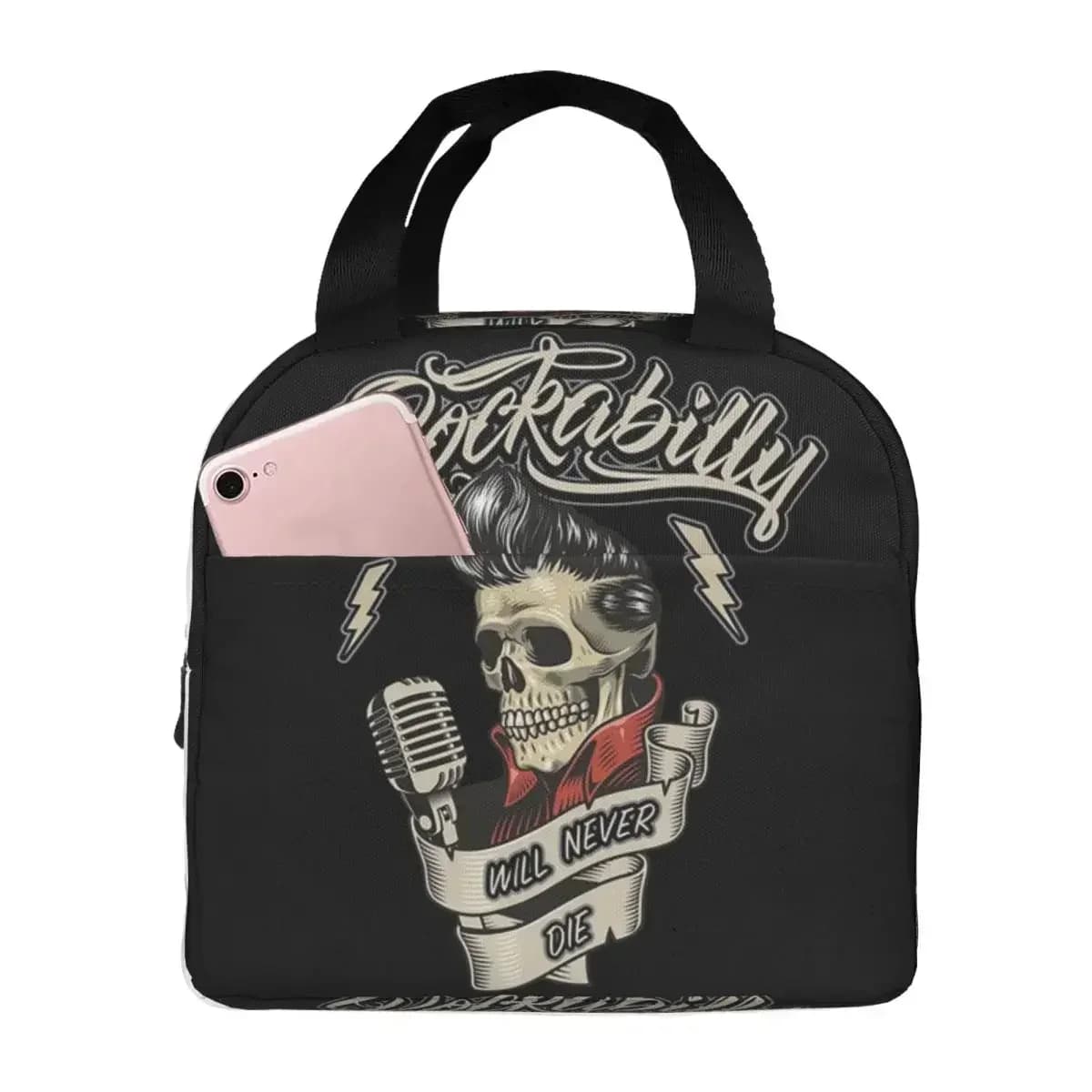 Microphone Rockabilly Rockabilly Style Insulated Lunch Bag for Women Office Cooler Thermal Food Box Tote Lunch Boxes Container