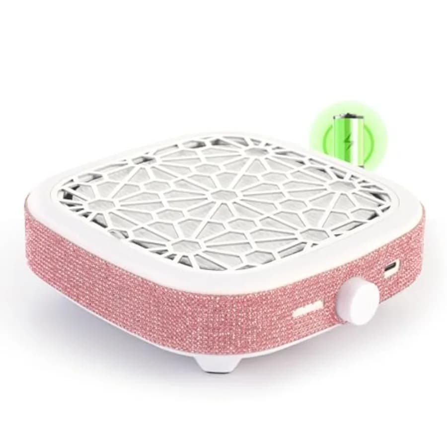 Suction cup for Nail Polish Compact Rechargeable for Manicure and Pedicure with Acrylic Gel, 6000 RPM, Wireless Vacuum Fan, Powerful, Pink
