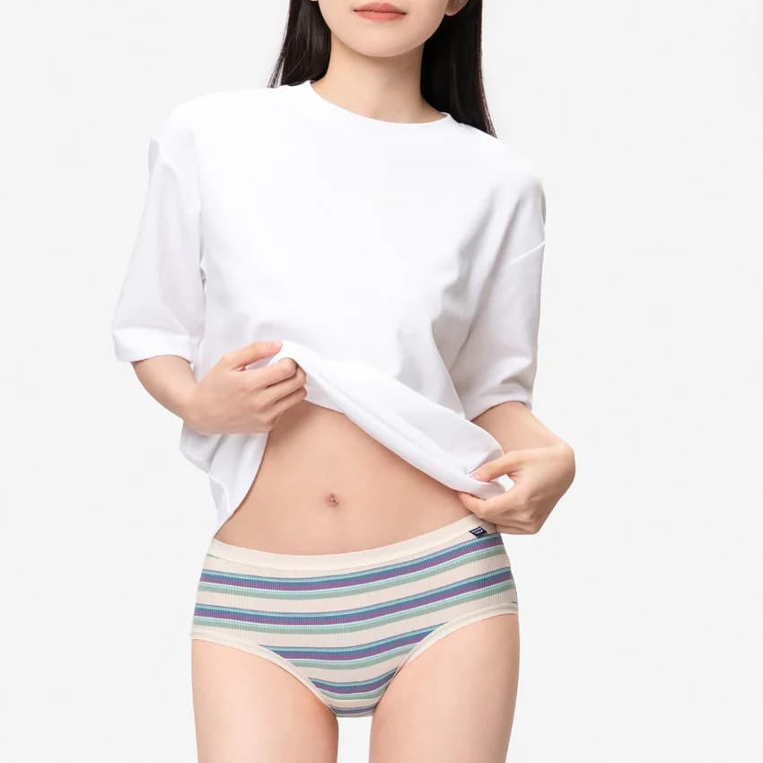Women's 3-Pack Rainbow Striped Bikini Briefs Lightweight Mid-Rise Triangle Panties Stretchy Breathable Comfortable Underwear