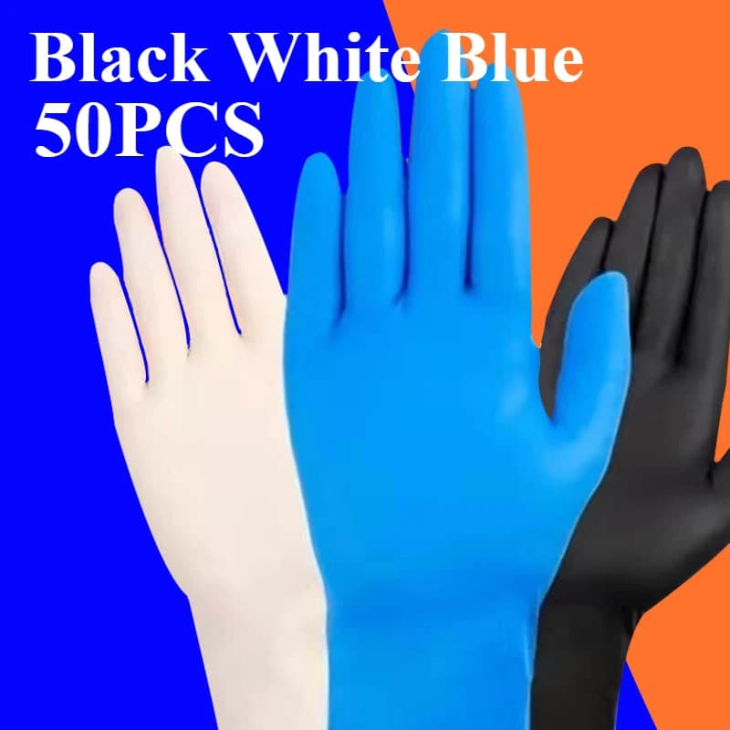 50PCS Guanti monouso in nitrile Cucina Lavapiatti Guanti monouso in nitrile Pulizia Pet Bagno Tinture per capelli Unghie artistiche