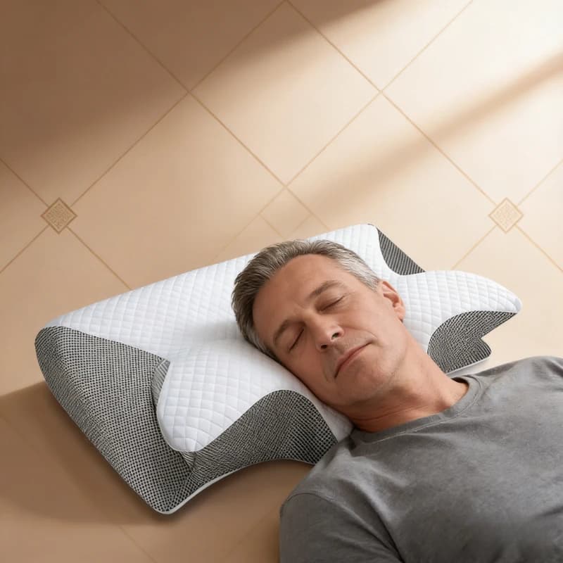 Cuscino Cervicale in Memory Foam, Cuscino Ortopedico Ergonomico 2 in 1 per Alleviare il Dolore al Collo, Cuscino Sagomato per Supporto del Collo