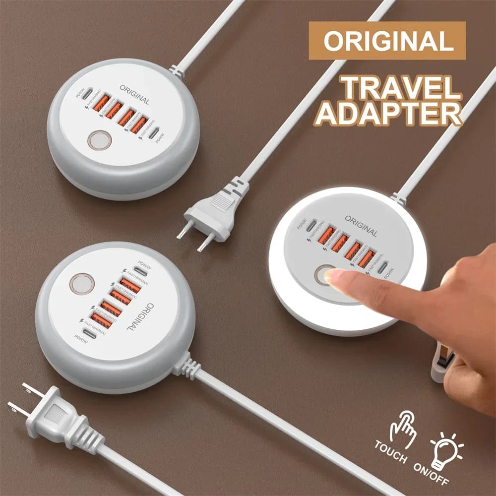 50 W USB Charger with LED touch Multi port Type C PD Fast charging current socket for iPhone Xiaomi Huawei Quick USB Charger for phone