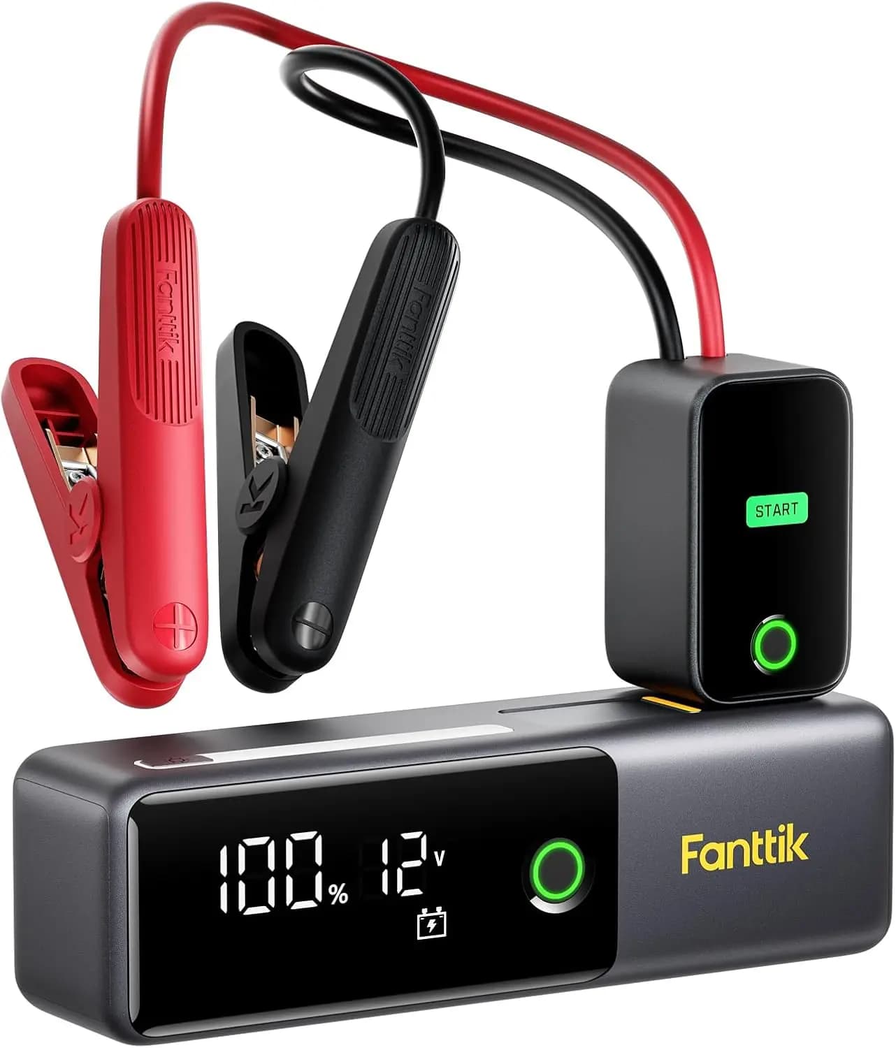 Avviatore di Emergenza Portatile 1800A con Power Bank da 12000mAh, Sicuro per Motori a Benzina 7.0L e Diesel 5.0L