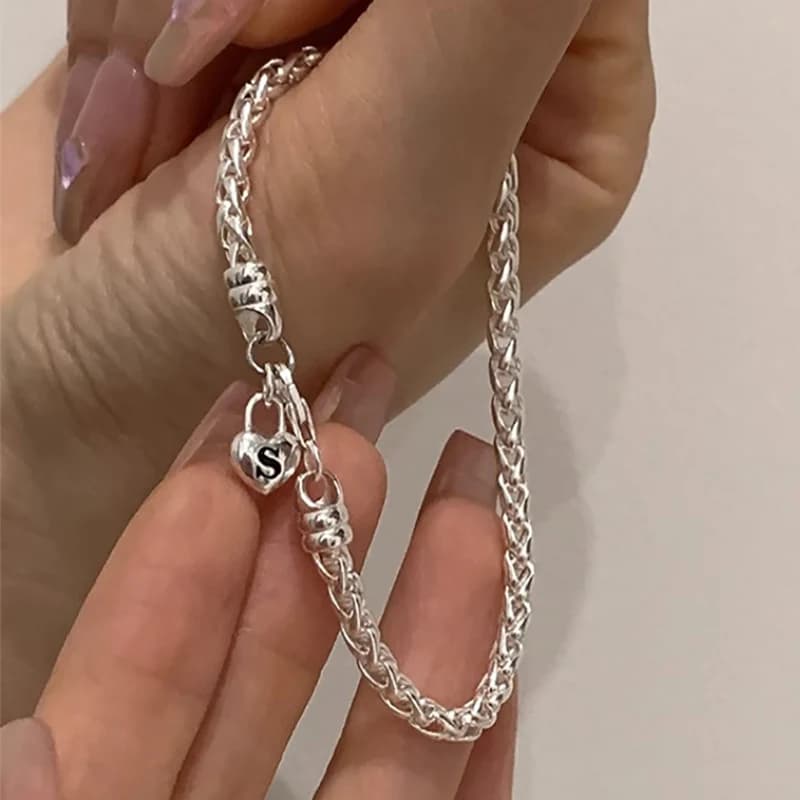 Foxanry bracciale Color argento Love Heart Lock per donna ragazze Creative Simple Fashion Classic Birthday Jewelry accessori regali