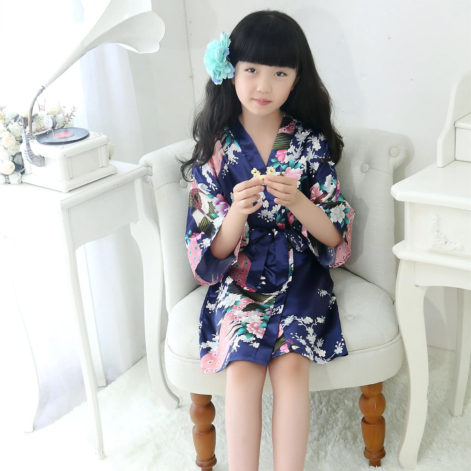 Pigiama giapponese tradizionale per bambini Robe Kimono Haori Yukata camicia da notte stile giapponese abito morbido indumenti da notte Obi outfit abito da ragazza