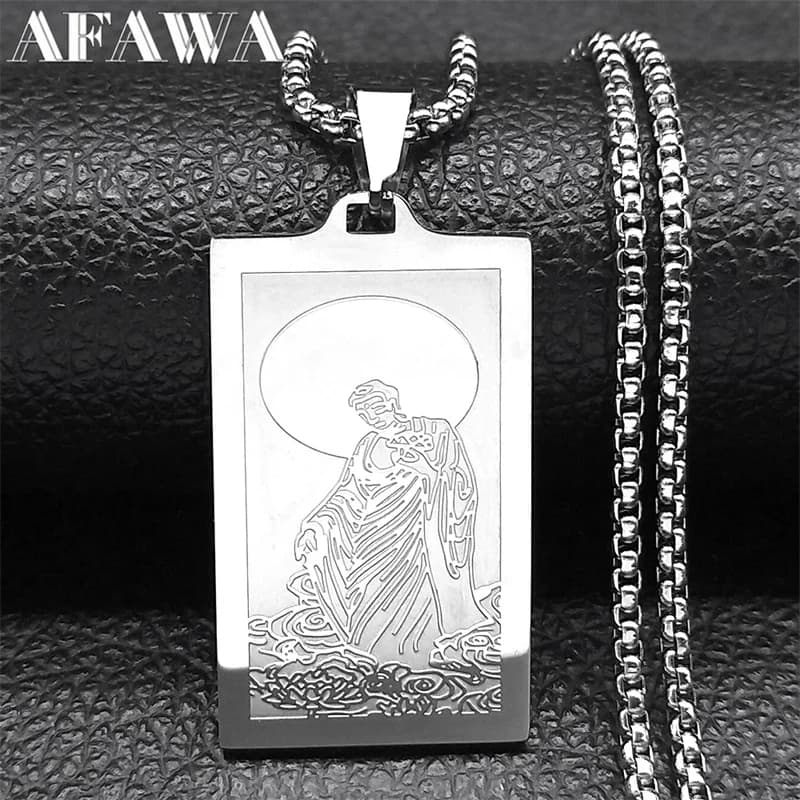 Buddha Namo Amitabha Parole cinesi Collane con ciondolo per uomo Donna Acciaio inossidabile Buddismo Catena a sei caratteri Gioielli NZZZ569