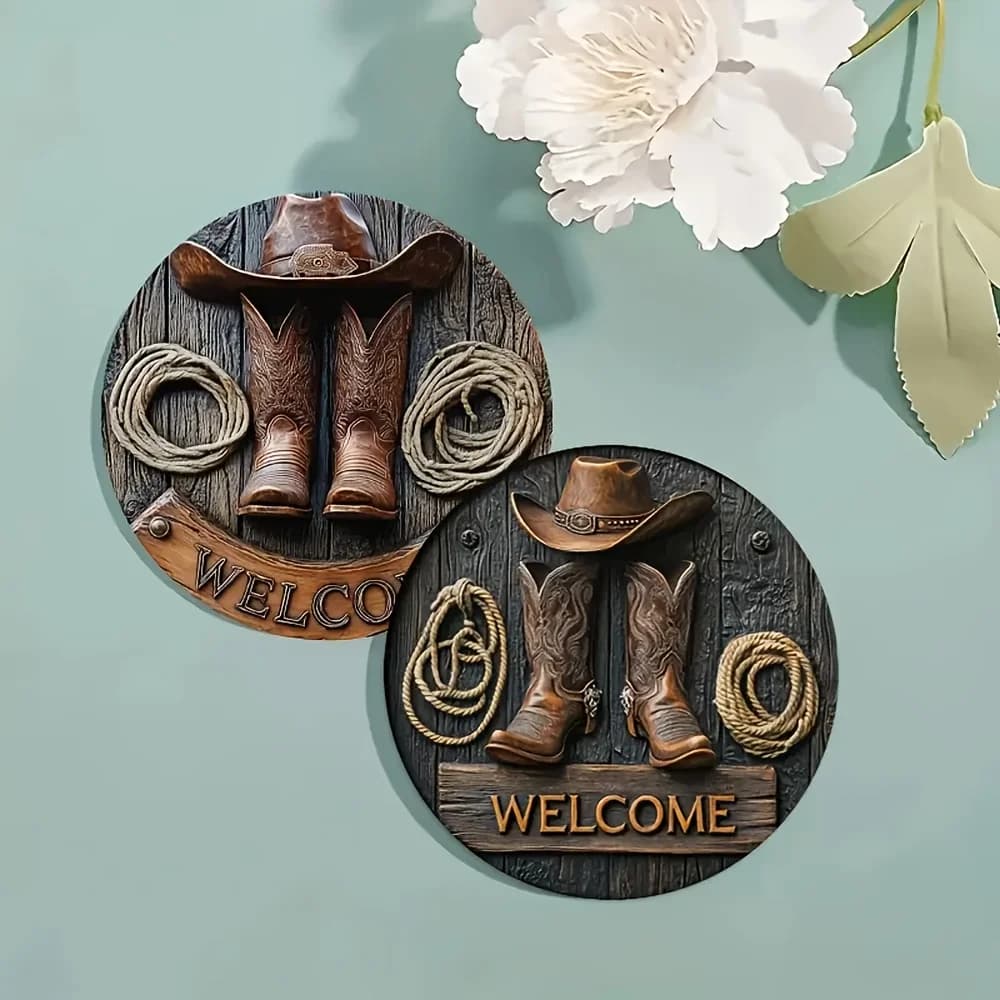 Retro Classic Humorous Denim Design 2D Wooden Coaster Set Gloves Boots Unique Home Bar Cafe Decorative Accessories Protection