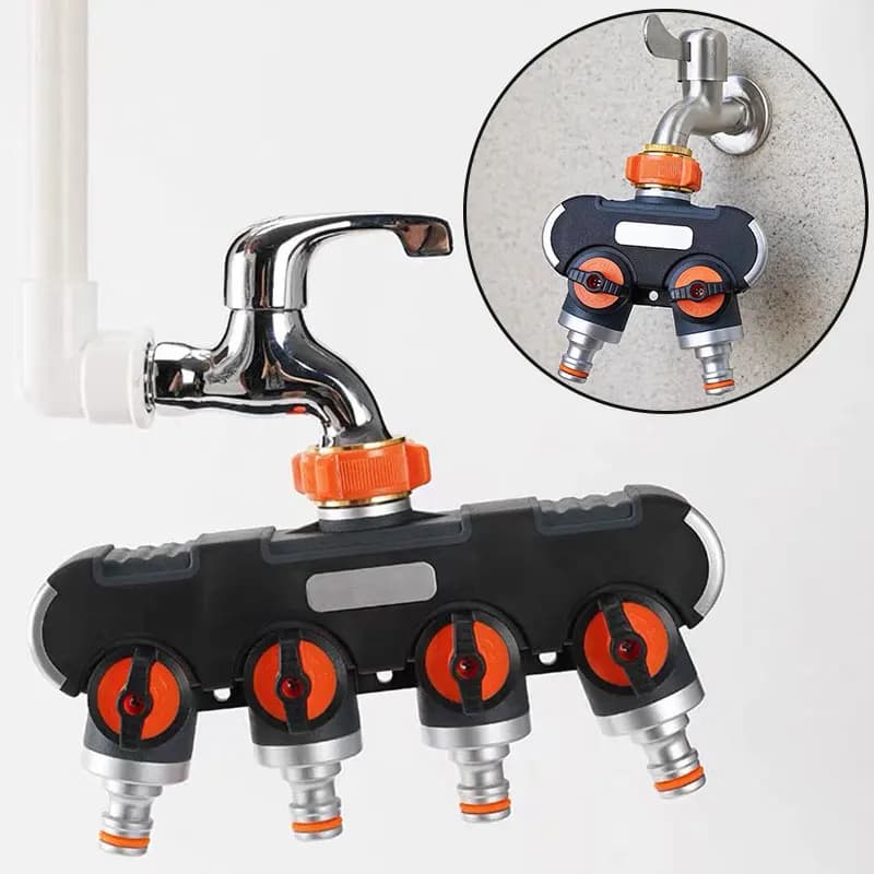1Pc 1/2 "3/4" Garden pipe Splitter 4-way dispenser Tap Zinc alloy water connection dispenser with separate adjustment valve