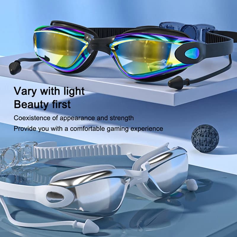 1 pcs swim glasses adjustable anti-fog ear plugs swim glasses waterproof professional UV HD silicone glasses