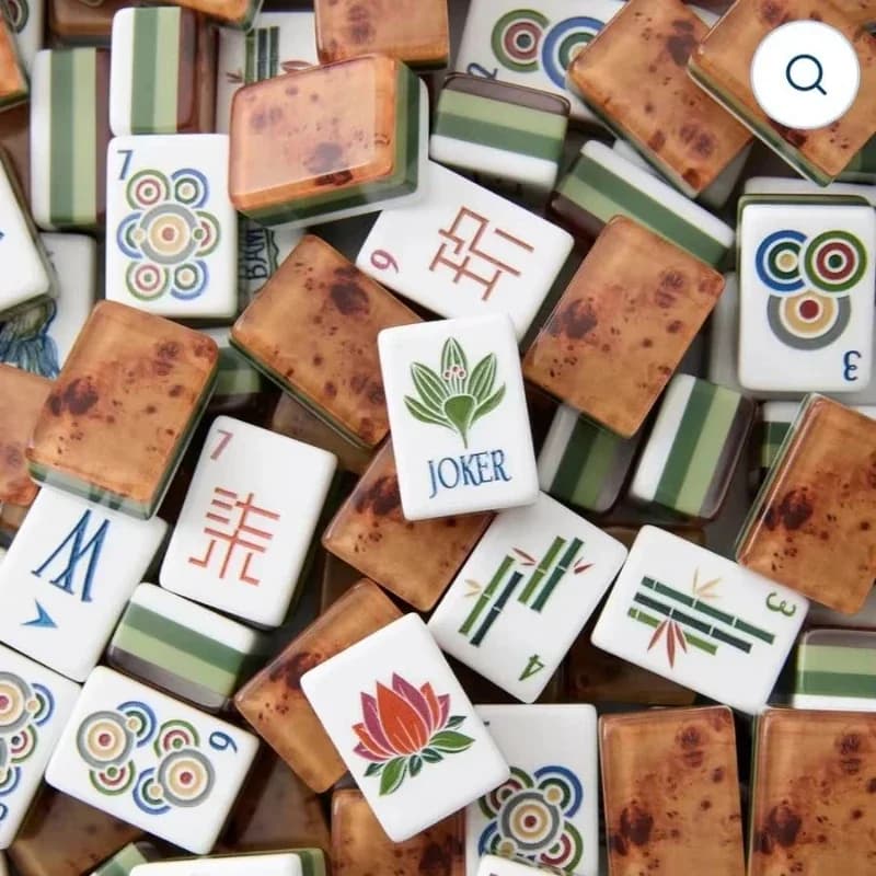 Set di 160 tessere Mahjong con finitura effetto legno