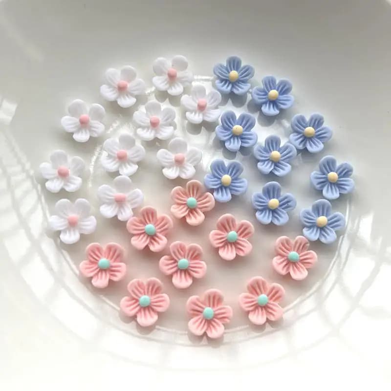 60 Pezzi di Accessori in Resina a Forma di Fiore per Creazione di Fiocchi per Capelli, Materiale per Artigianato Fai-da-Te, Decorazioni e Forniture per Unghie