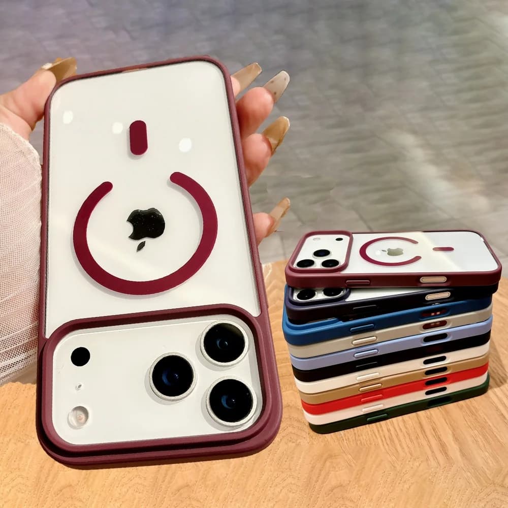 Armatura per custodia Magsafe per iPhone 17 Air 16 15 14 Pro Max 13 12 Mini 11 X XS MAX XR 7 8 Plus Cover trasparente acrilica morbida + rigida
