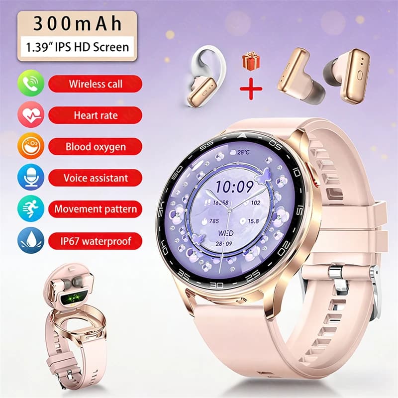 Smartwatch TWS 2-in-1 with Bluetooth headphones, Cardiaca and Health Frequency Monitor, Waterproof, for Men and Women