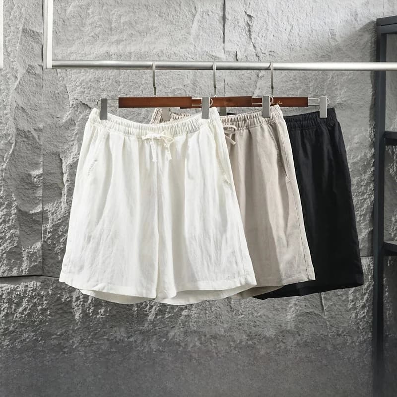 Pantaloncini Estivi da Uomo in Cotone, Traspiranti e Assorbenti, con Cordoncino Elastico in Vita, Sottili, Comodi e Versatili