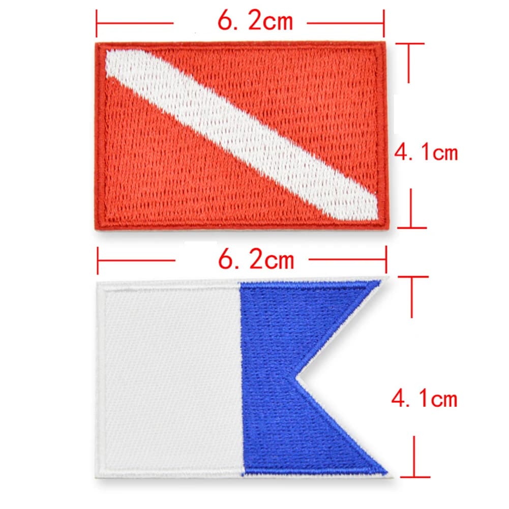 Set di 3 Toppe Ricamate per Snorkeling e Immersioni Subacquee, 6.2x4.1cm, in Poliestere, Autoadesive e Termoadesive, Rosso/Blu, 4g, per Attrezzatura