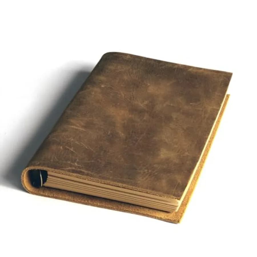 Fishkonw A6 Vintage Leather Journal Notebook, Small 6 Ring Refillable Leather Binder Notebook Travel Journal for WomenandMen
