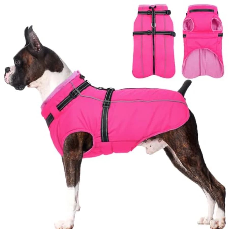 Cappotto Invernale per Cani Impermeabile con Imbracatura Integrata, Giacca Antivento Riflettente per Cani di Piccola, Media e Grande Taglia, Termica