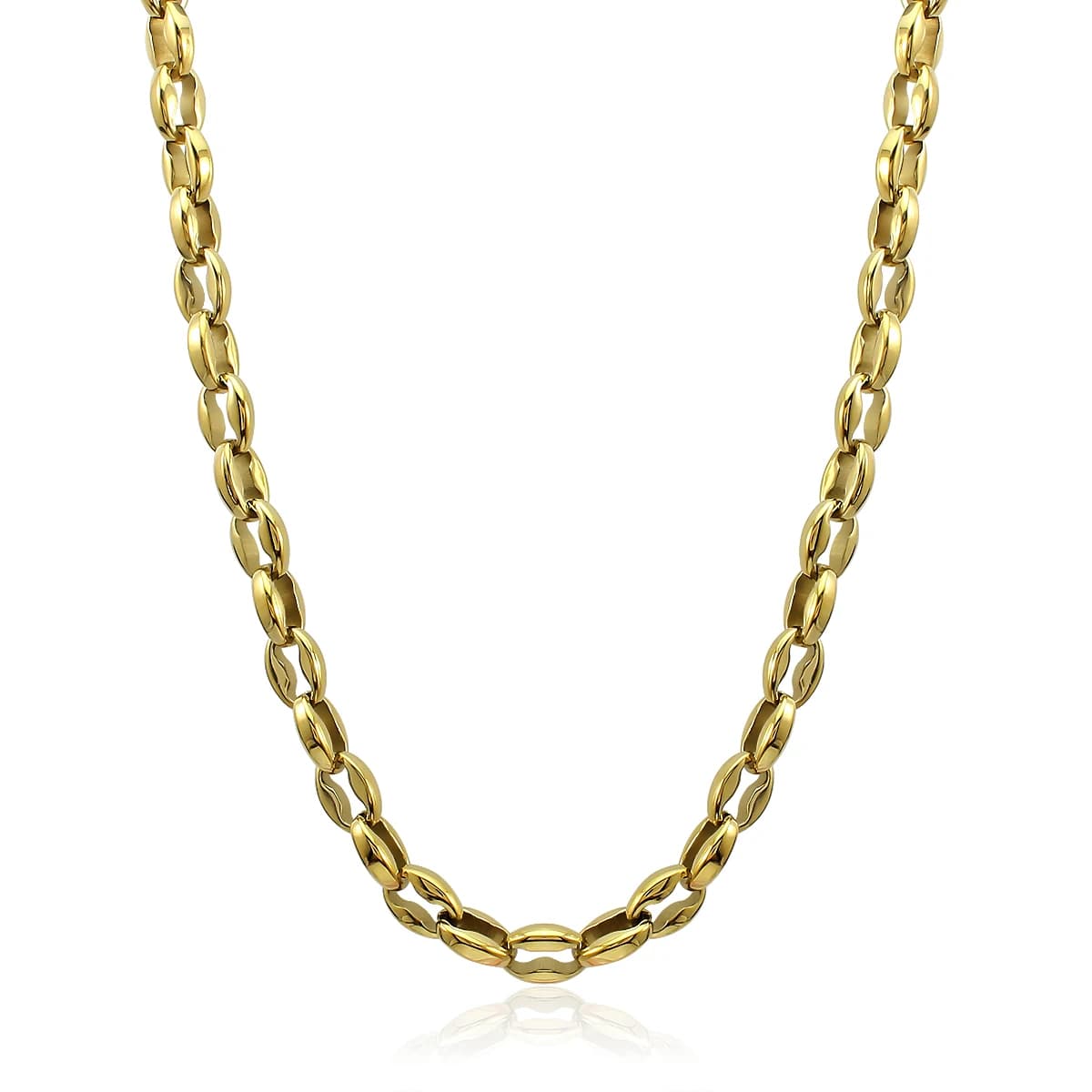 New Coffee Beans Link Chain Necklace 18K Gold Plated Stainless Steel Men Women Geometric Necklaces Rope Jewelry Gifts