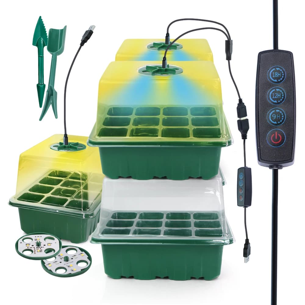 LED nursery trays with starter trays for light plant seeds to cultivate the cultivation lamp for domestic greenhouse Controller for timer kit for 12 cell seed seed box