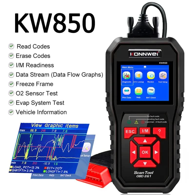 KONNWEI OBD2 Scanner KW850 Professional Car Diagnostic Tools OBD 2 II Check Engine Check Automotive Code Readers Scanner