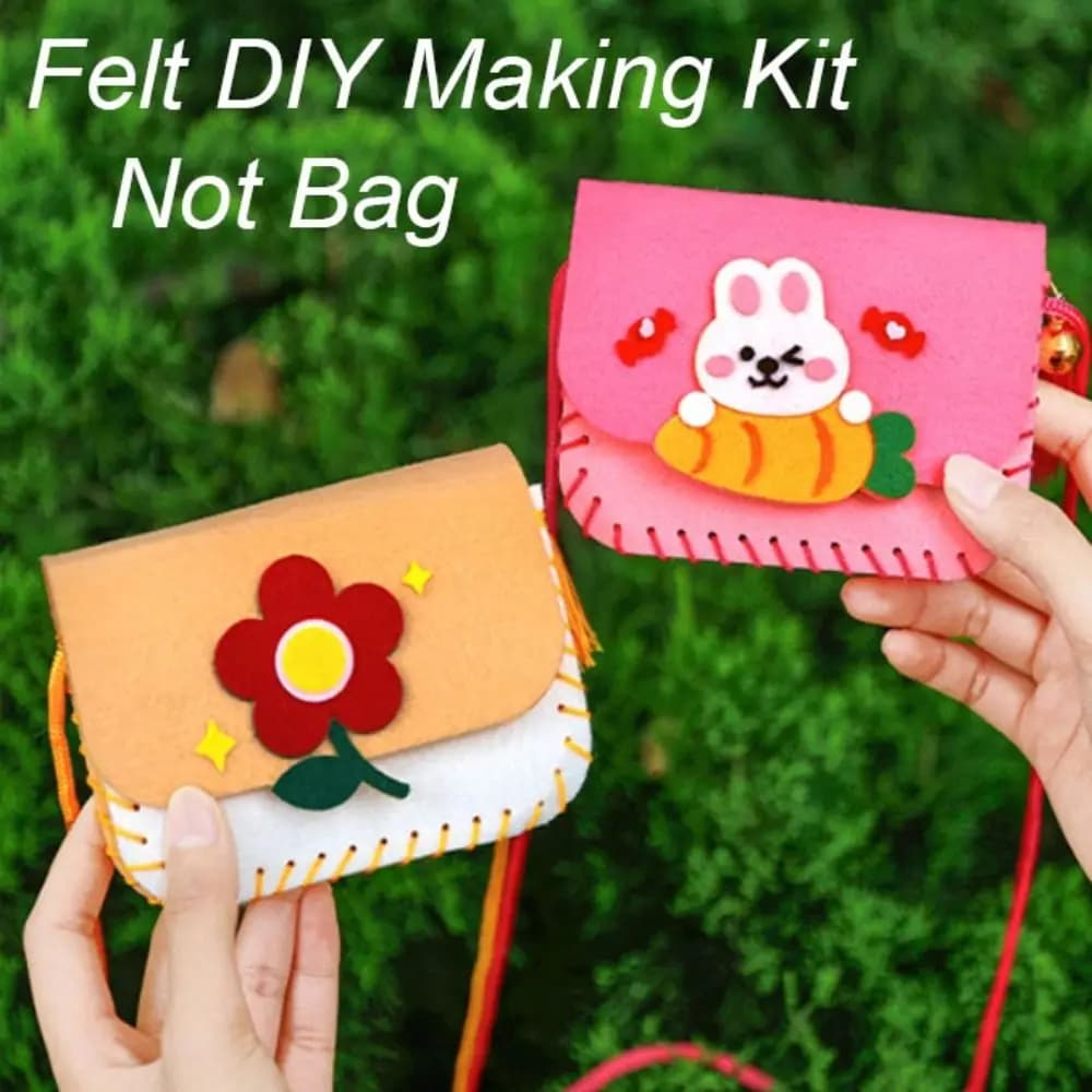 Simpatico kit per la creazione di borse in feltro, giocattolo da cucito per cartoni animati, borsa fatta a mano, artigianato, arte, borsa a tracolla per asilo