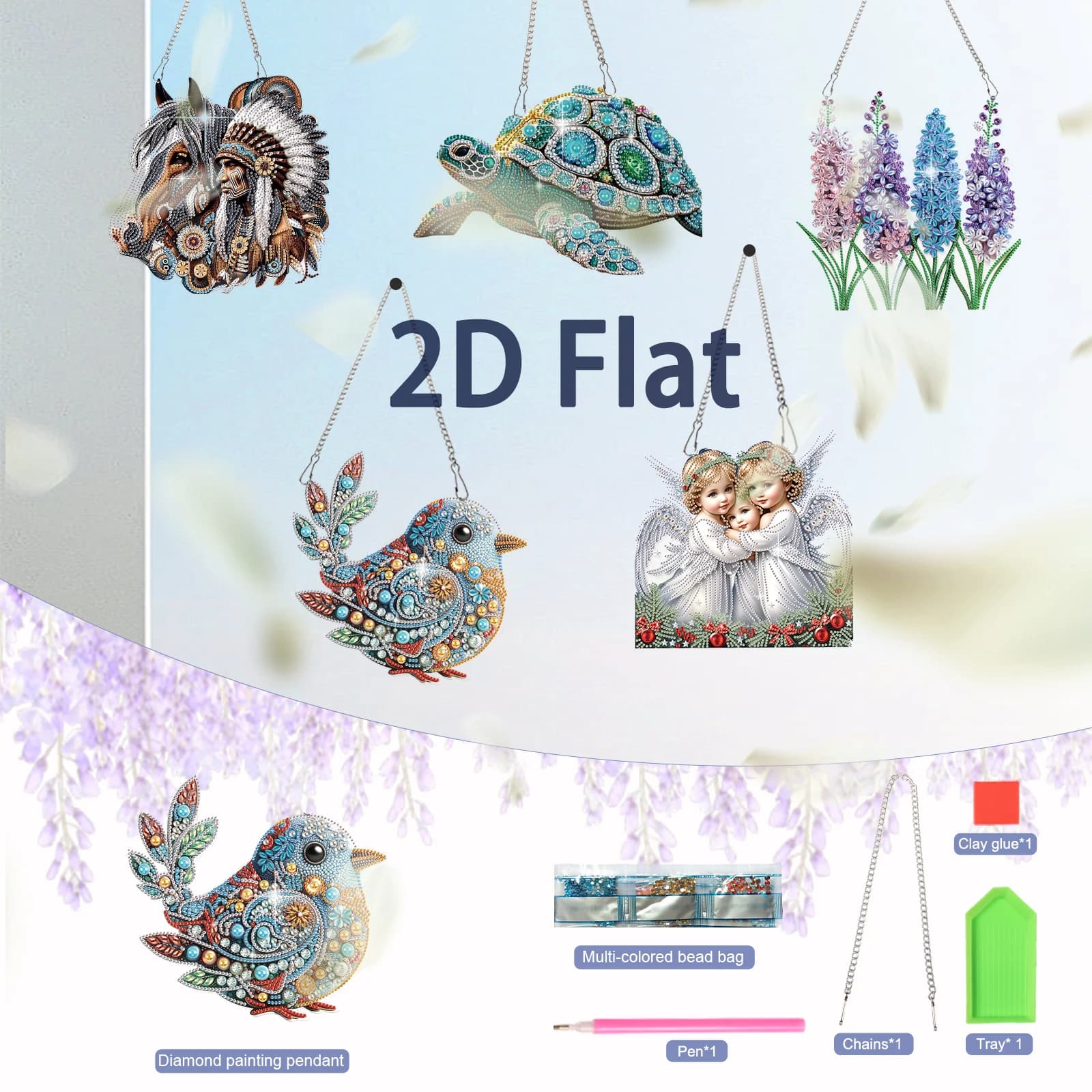 Kit pendenti in acrilico con pittura a diamante, modelli di moda Ciondolo per finestra sospesa con diamanti a forma speciale per regalo di decorazioni per la casa