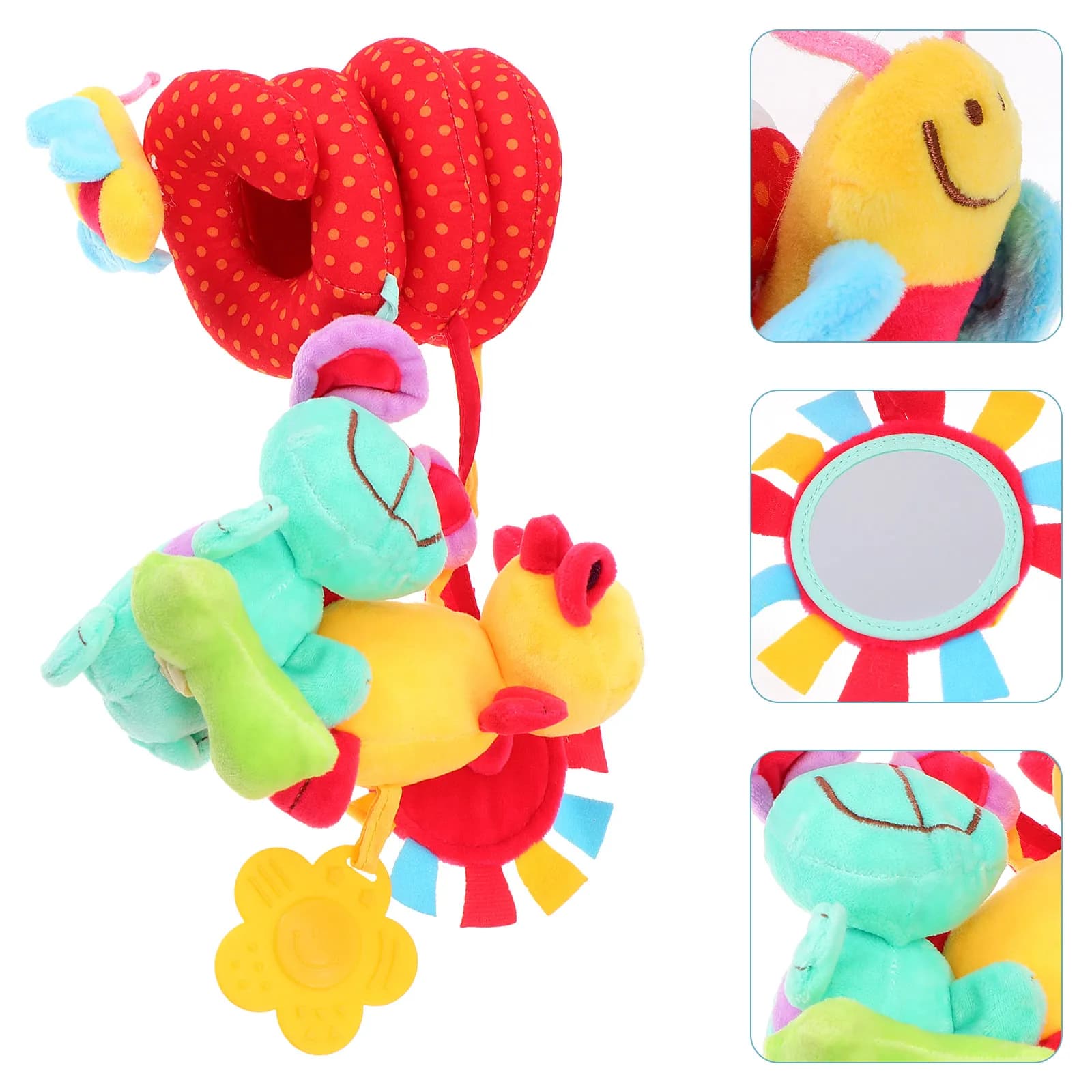 Pram Pushchair Toy Infant Spiral Activity Baby Stroller Auditory Stimulation Mirror and Bell